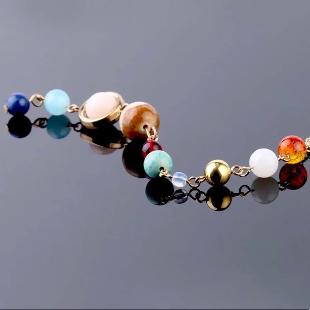 Solar System Aligned Planet/Star Science Necklace